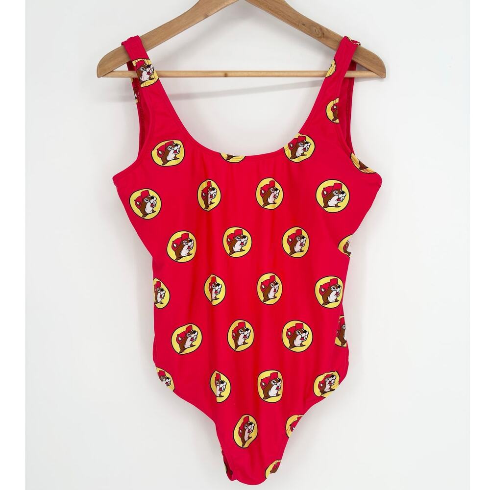Bucees Red Logo Pattern One Piece Swimsuit Size M